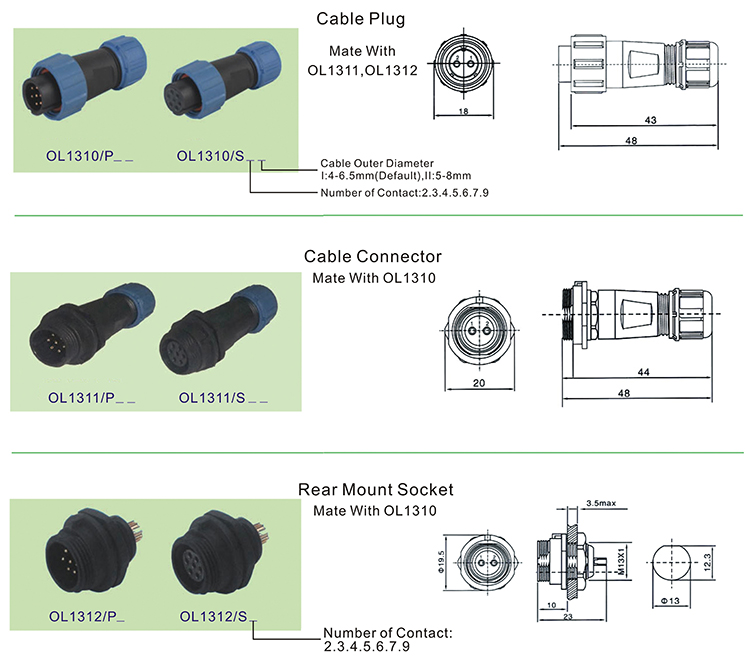 waterproof connector,waterproof wire connector,waterproof cable connector,sp13 connector,waterproof electrical connector,waterproof circular connector,weipu connector