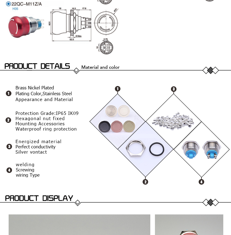 push button switch,momentary push button switch,metal push button switch,22mm push button switch,2 pin push button switch,220 volt push button switch,push switch with led,22mm led push button switch