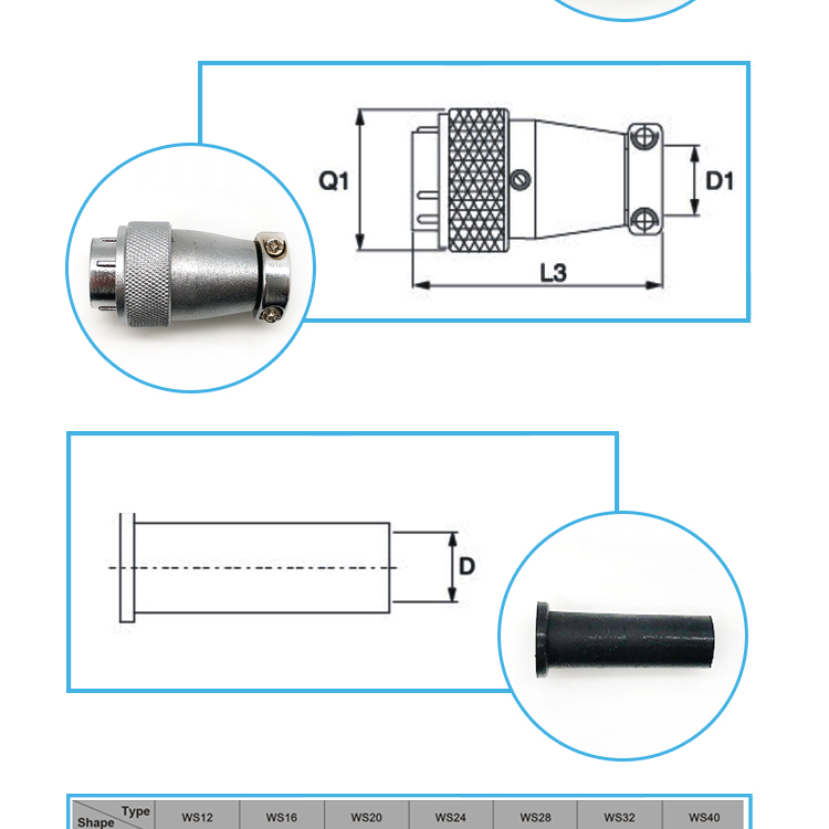 Military connector,metal Connector; circular connector,Sealed connector,Cylindrical connector,ws connector